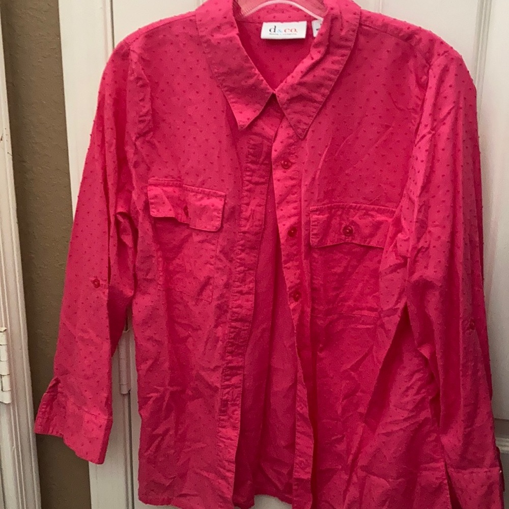 FINAL MARKDOWN Denim and company Swiss dot blouse small